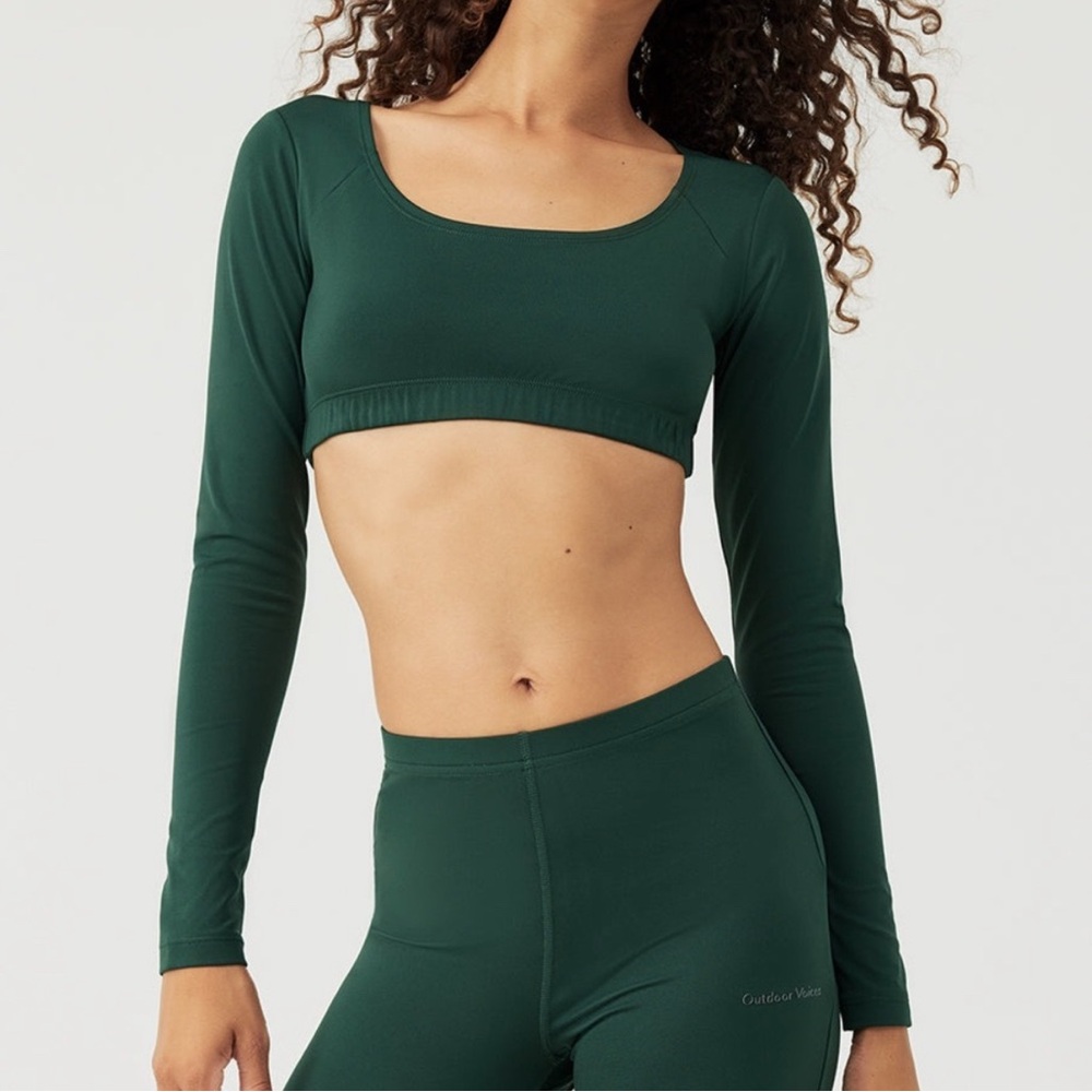 Outdoor Voices Dark Green Crop Top